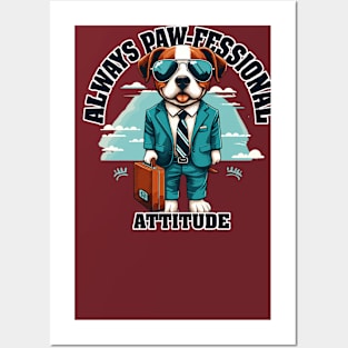 Always Paw-fessional Attitude - Funny Dog in Suit perfect for dog lovers Posters and Art